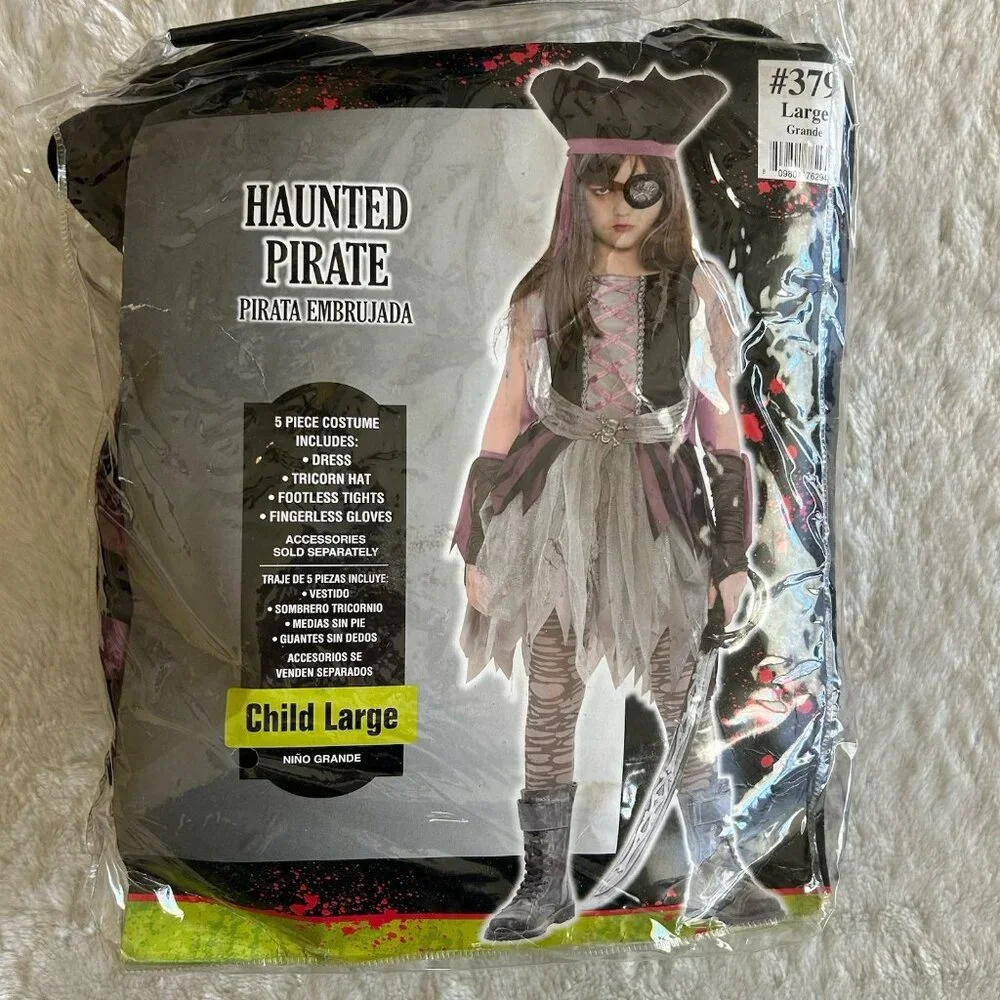 GIRLS PIRATE COSTUME WENCH CREW‎ SHIP DRESS UP HALLOWEEN KIDS CHILD LARGE